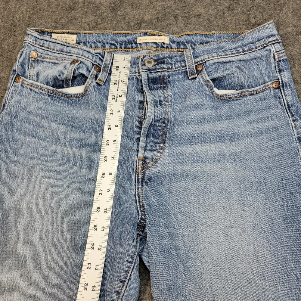Levis Jeans Womens 32 Premium Boho Streetwear Grunge Ribcage Straight Ankle - Picture 8 of 11